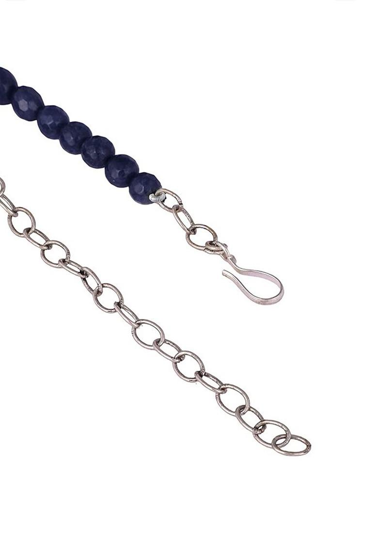 Twilight Blossom Silver Plated Artificial Studded Beaded Minimal Necklace - Indya