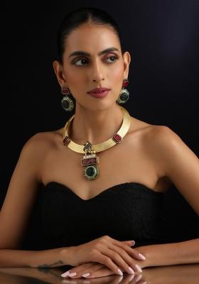 Multicolor Polki Silver Necklace