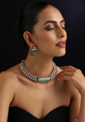 Mint Polki Brass Necklace