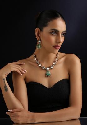 Green Polki Brass Necklace