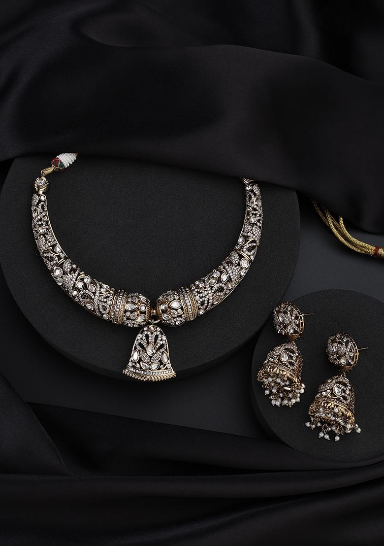 Gold Polki Brass Necklace - Indya