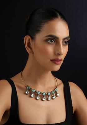 Mint Polki Brass Necklace