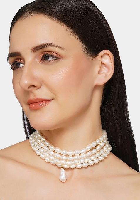 White Preminum Alloy Necklace For Women