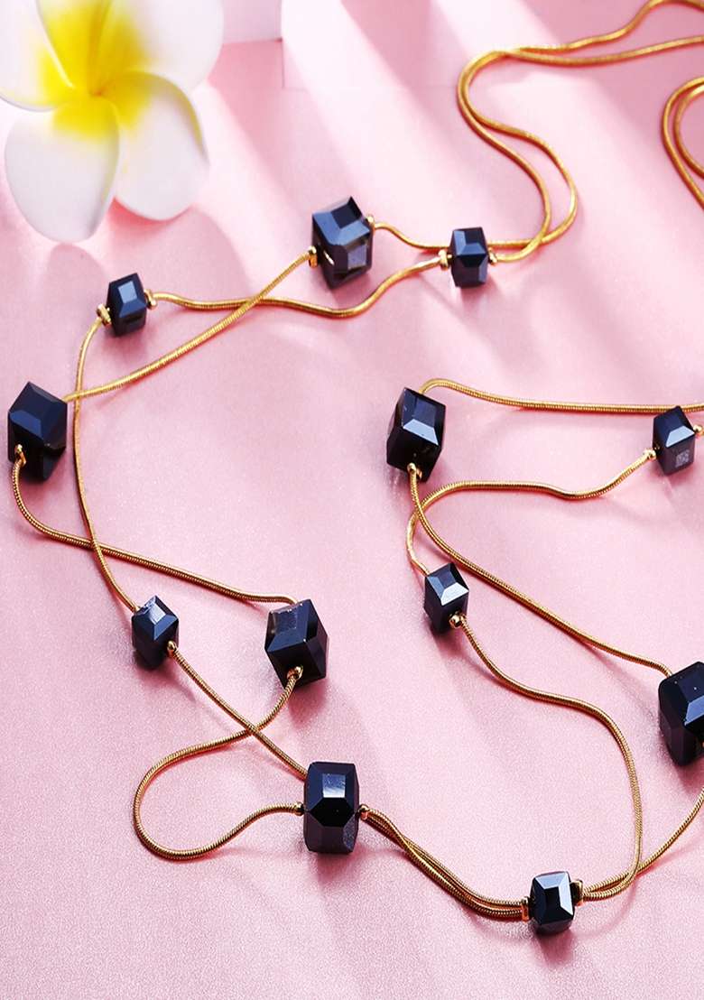 Black Preminum Alloy Necklace For Women - Indya