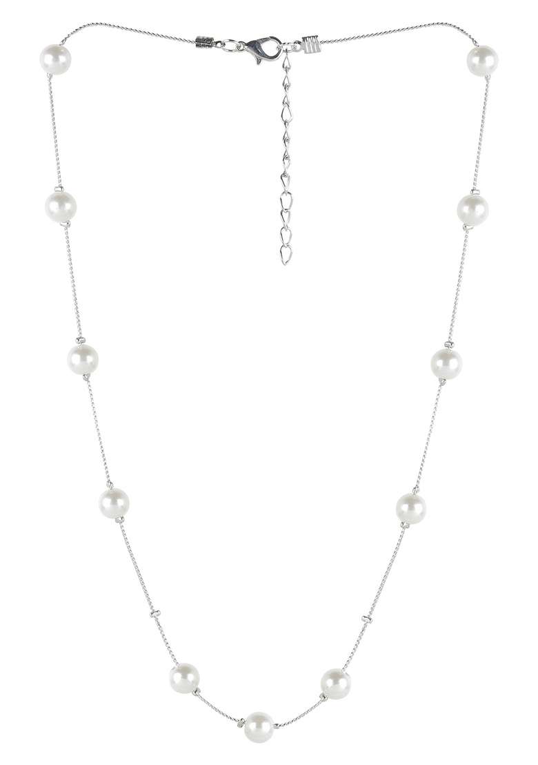 White Preminum Alloy Necklace For Women - Indya
