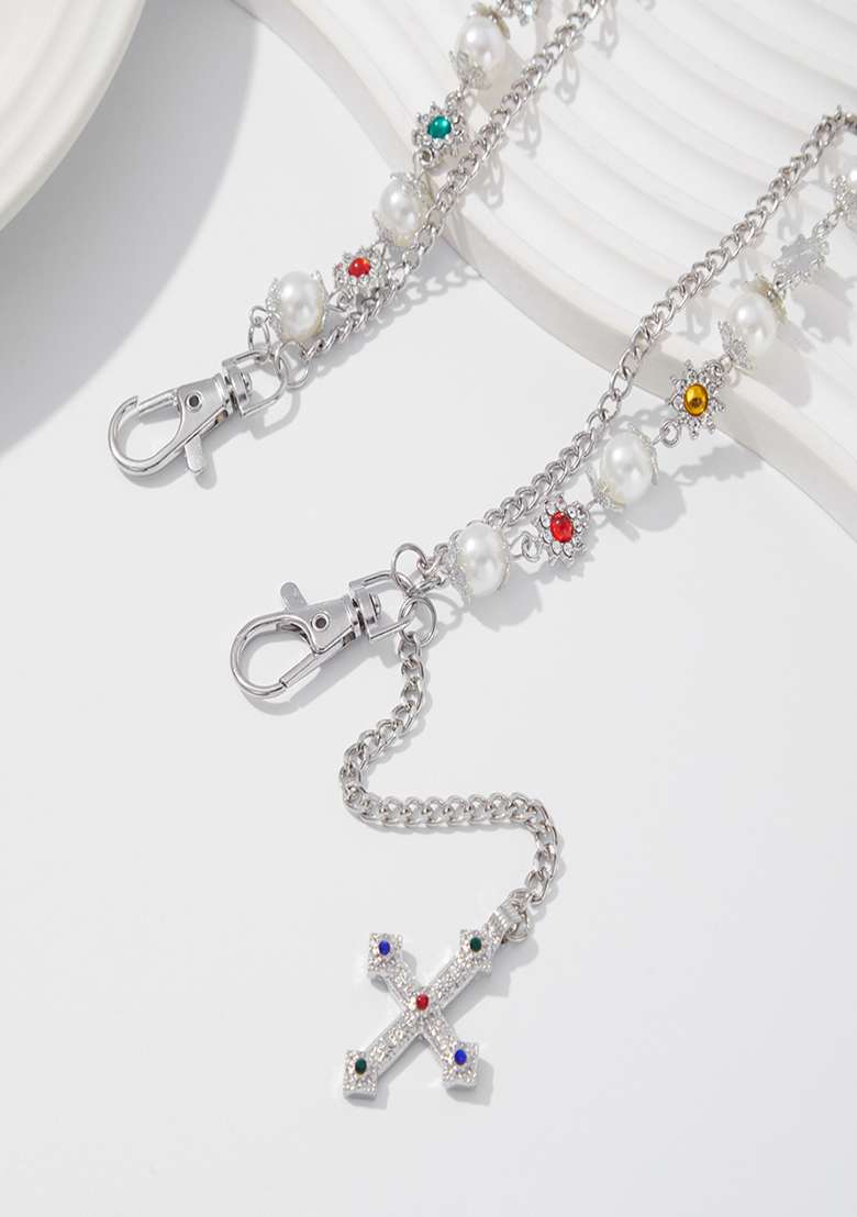 Silver Lobster Clasp Alloy Pant Chain For Women - Indya