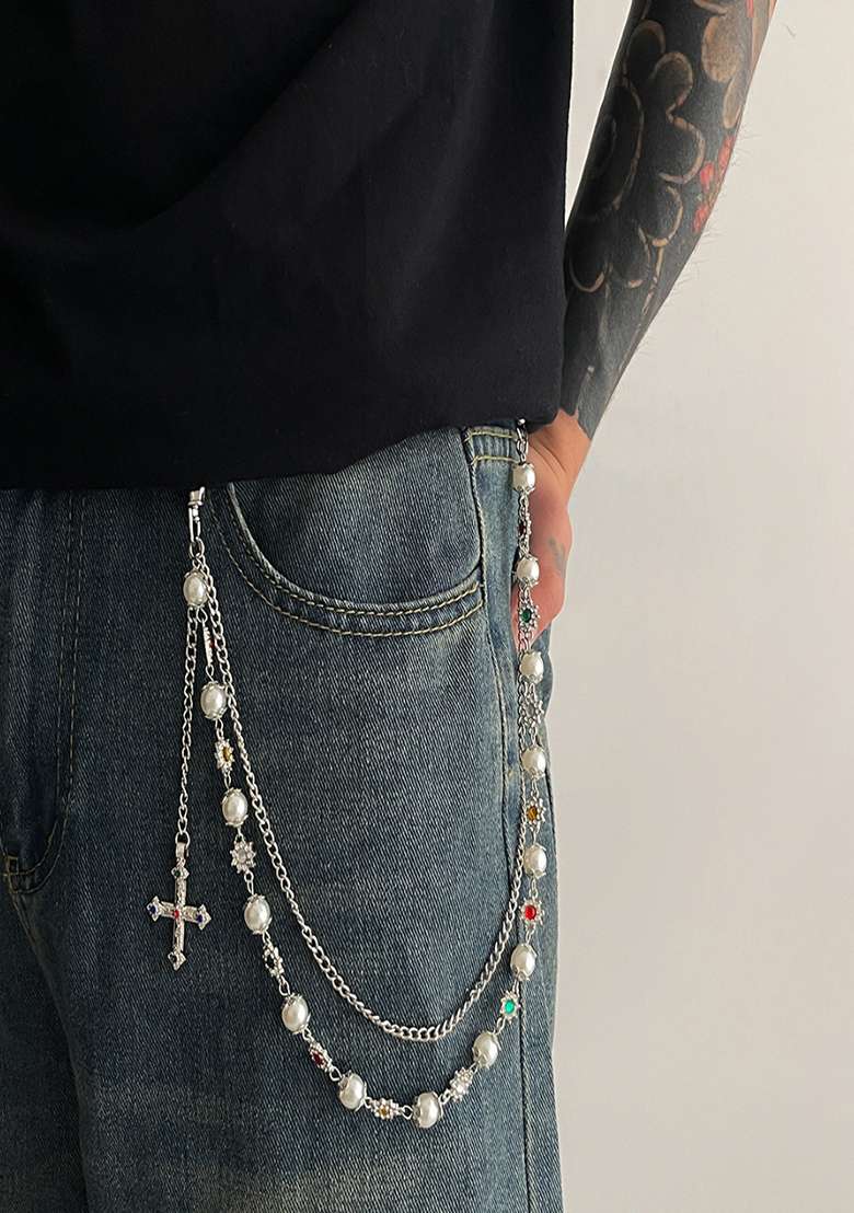 Silver Lobster Clasp Alloy Pant Chain For Women - Indya