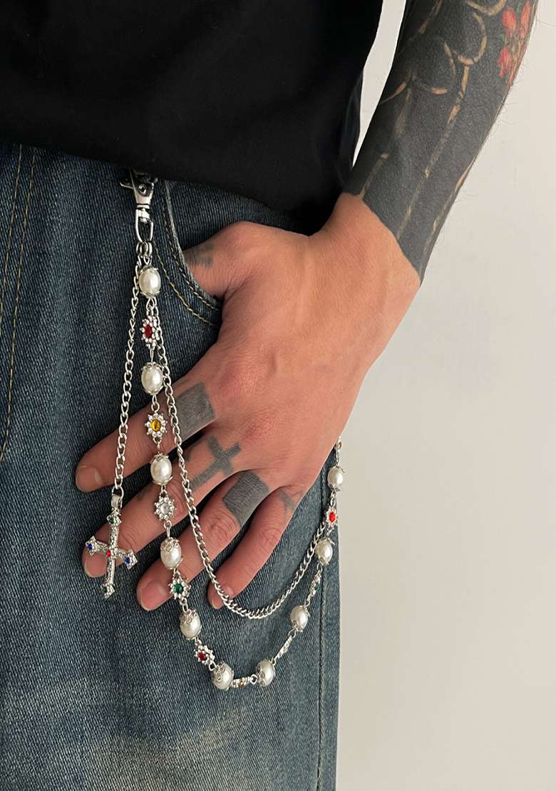Silver Lobster Clasp Alloy Pant Chain For Women - Indya