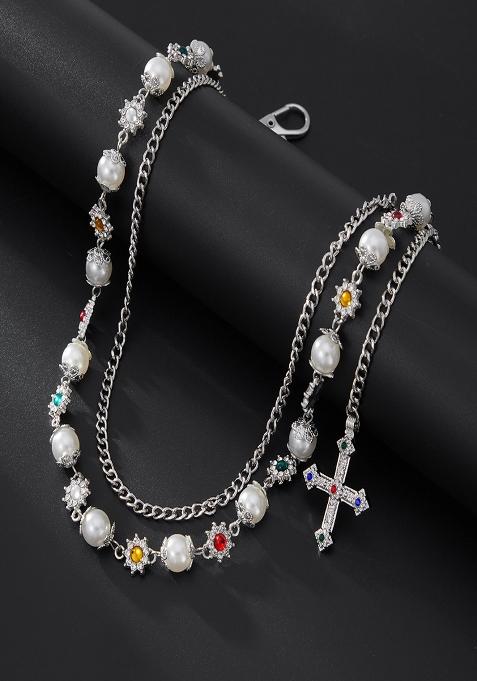 Silver Lobster Clasp Alloy Pant Chain For Women