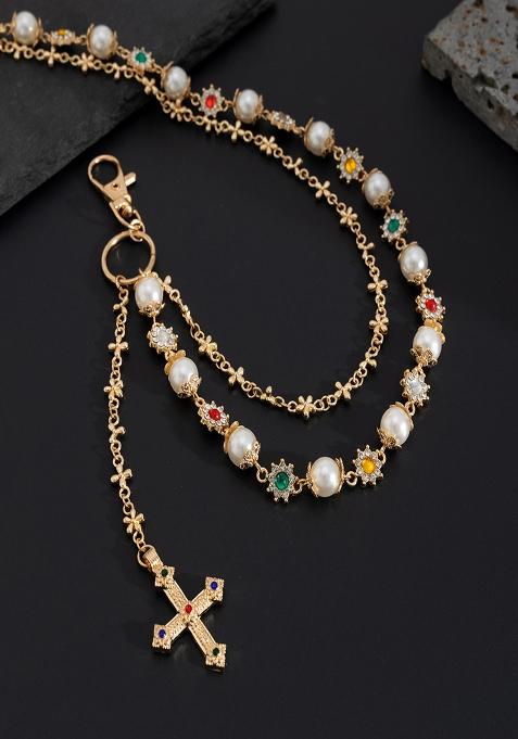 Gold Lobster Clasp Alloy Pant Chain For Women