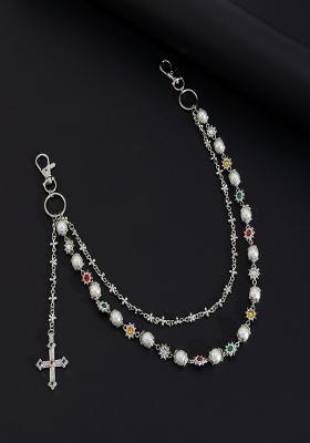 Silver Lobster Clasp Alloy Pant Chain For Women