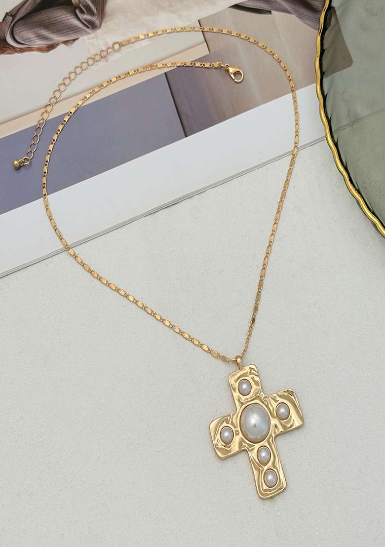 Gold Lobster Clasp Alloy Pendant For Women - Indya