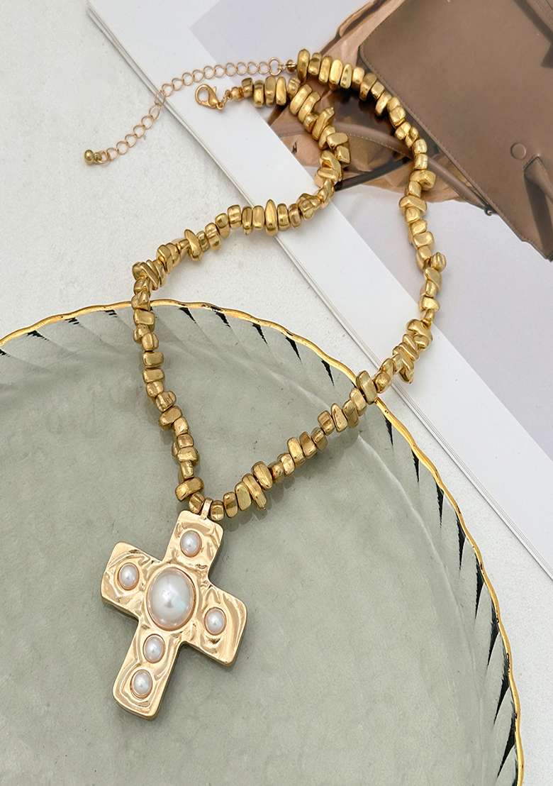 Gold Lobster Clasp Alloy Pendant For Women - Indya