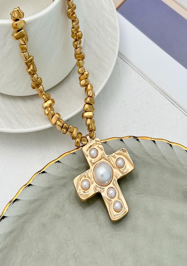 Gold Lobster Clasp Alloy Pendant For Women - Indya