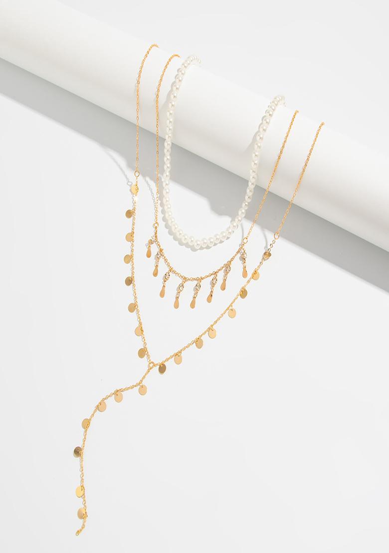 Gold Lobster Clasp Alloy Necklace For Women - Indya