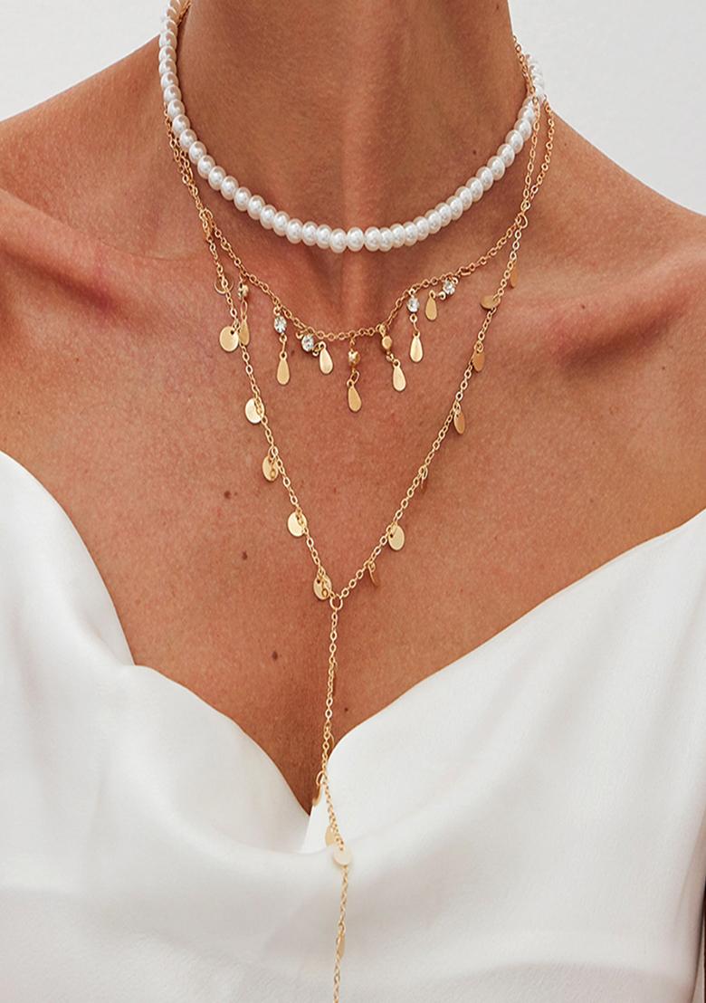 Gold Lobster Clasp Alloy Necklace For Women - Indya