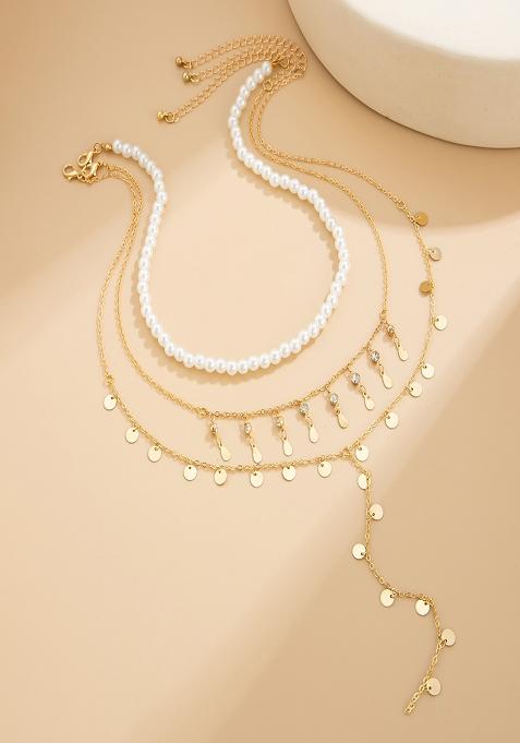 Gold Lobster Clasp Alloy Necklace For Women
