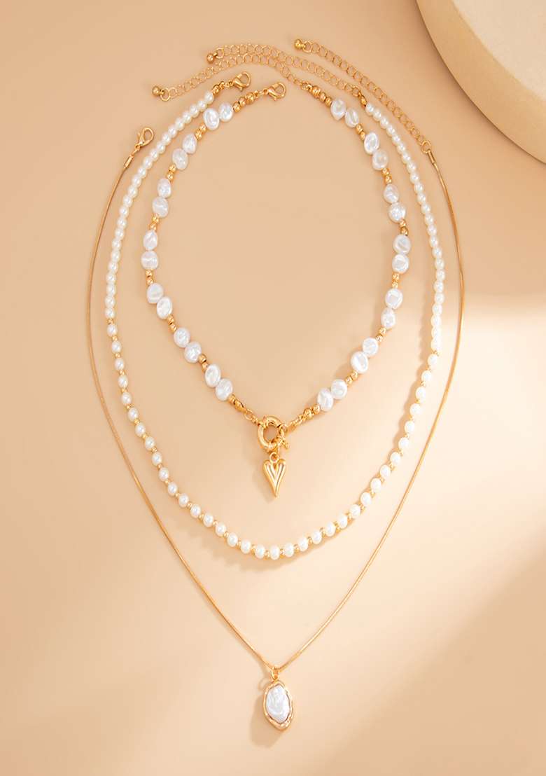 Gold Lobster Clasp Alloy Necklace For Women - Indya