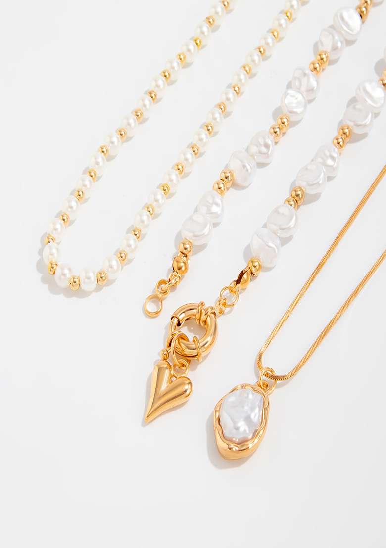 Gold Lobster Clasp Alloy Necklace For Women - Indya