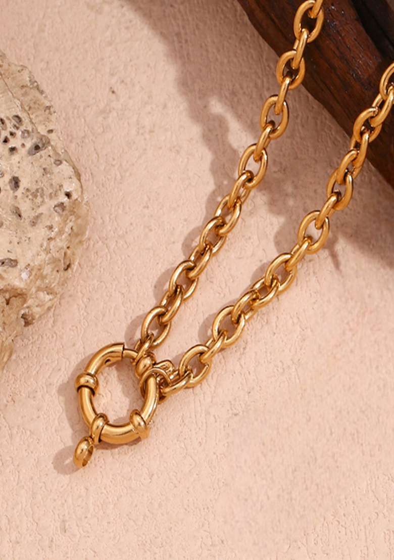Gold Spring Ring 309 Stainless Steel Necklace For Women - Indya
