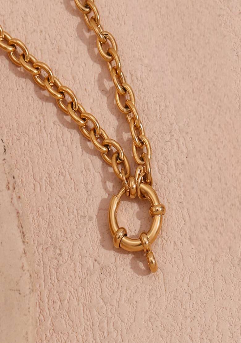 Gold Spring Ring 309 Stainless Steel Necklace For Women - Indya