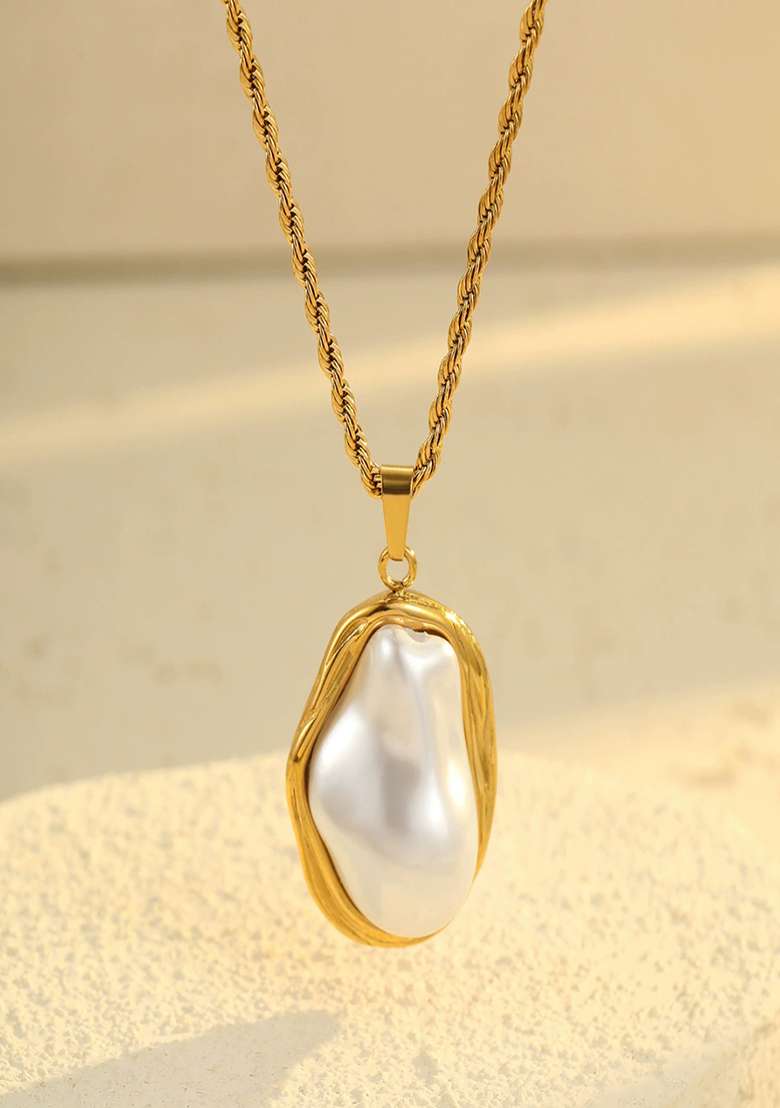 White Lobster Clasp Stainless Steel Pendant For Women - Indya