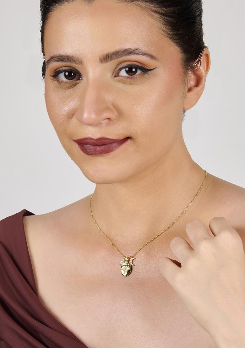 Gold Lobster Clasp Copper Pendant For Women - Indya