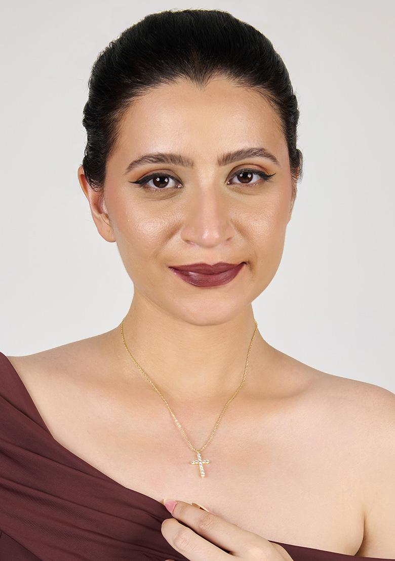 Gold Lobster Clasp Copper Pendant For Women - Indya