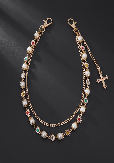 Gold Lobster Clasp Alloy Pant Chain For Women