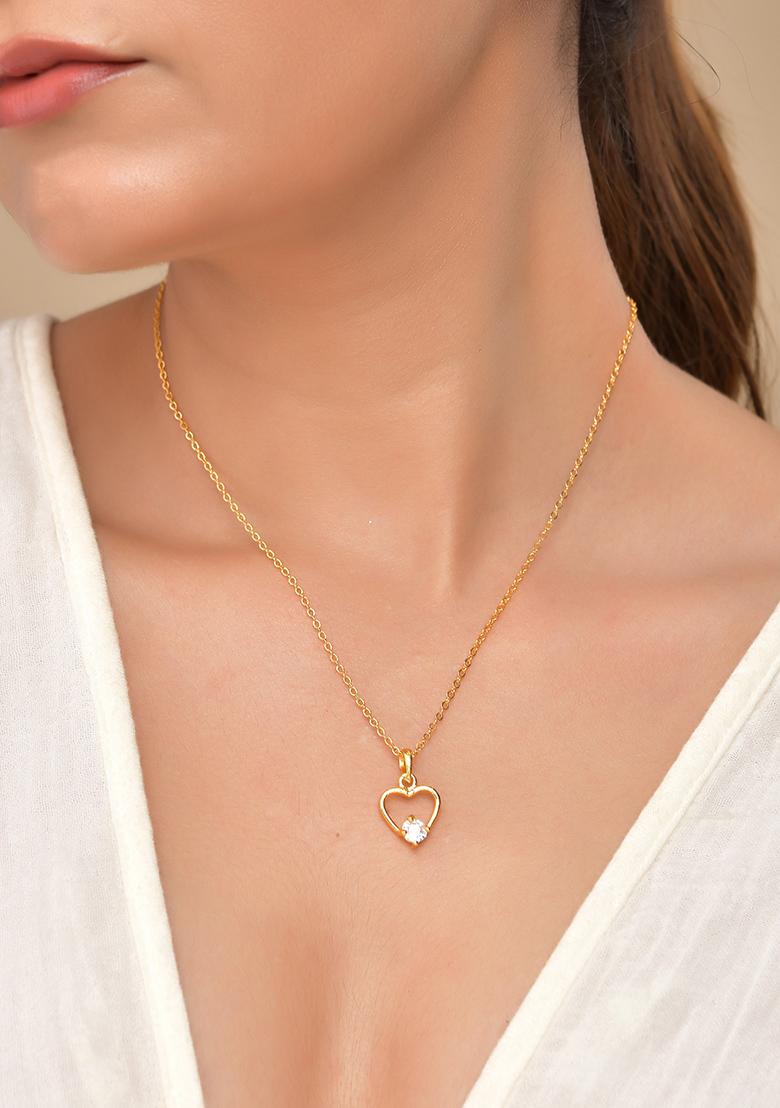 Gold Plated Stainless Steel Chain With Stone Studded Pandent - Indya