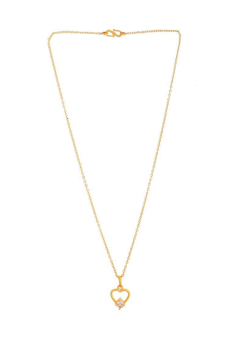 Gold Plated Stainless Steel Chain With Stone Studded Pandent - Indya