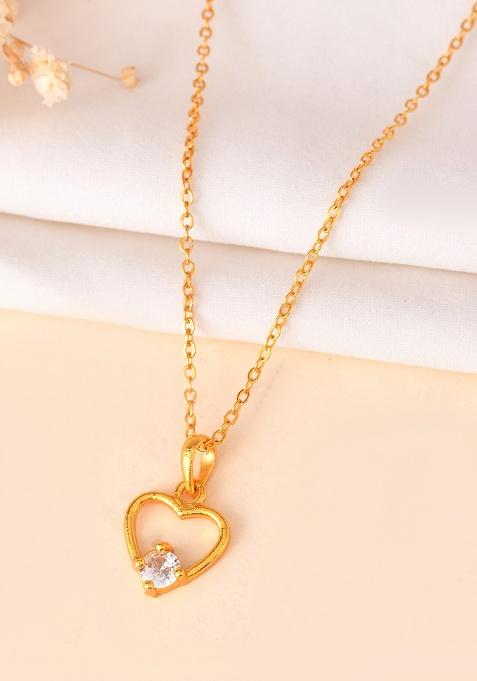 Gold Plated Stainless Steel Chain With Stone Studded Pandent