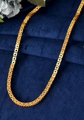 Men Stainless Steel Gold Toned Square Shaped Chain