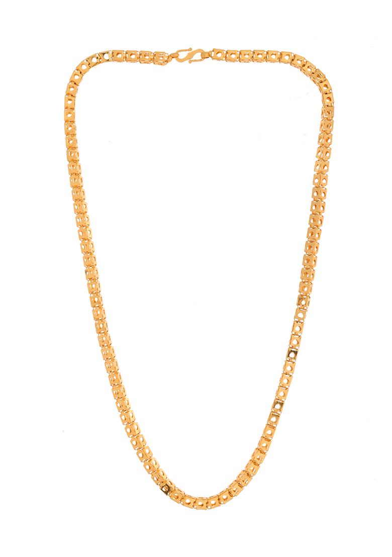 Men Stainless Steel Gold Toned Square Shaped Chain - Indya