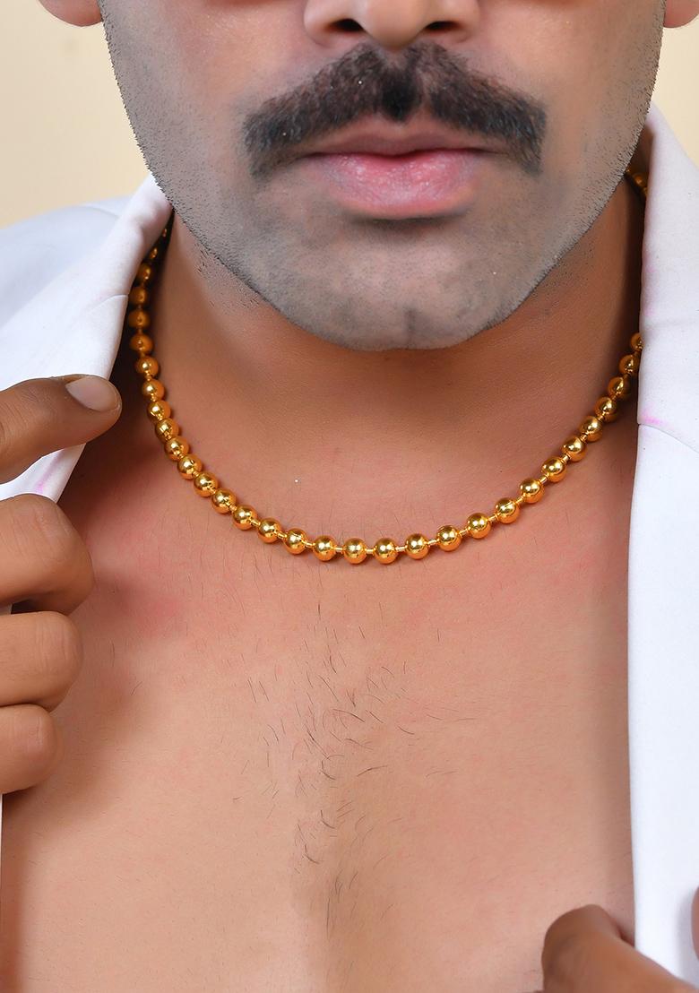 Gold Plated Ball Shapped Elegent Chain For Men - Indya