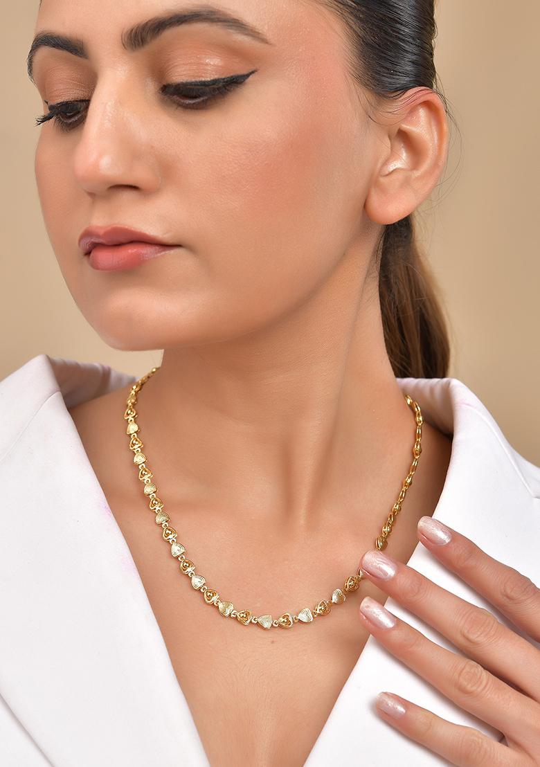 Women Gold Plated Heart Shaped Chain - Indya