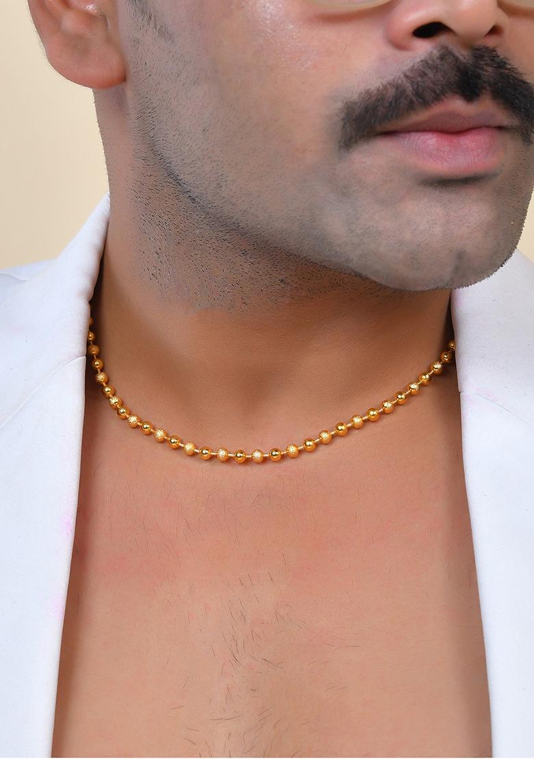 Men Gold Toned Ball Studded Elegent Chain - Indya