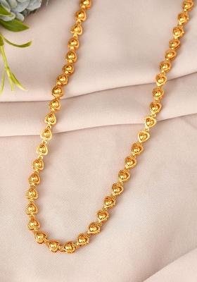 Gold Toned Heart Shaped Simple Chain For Women