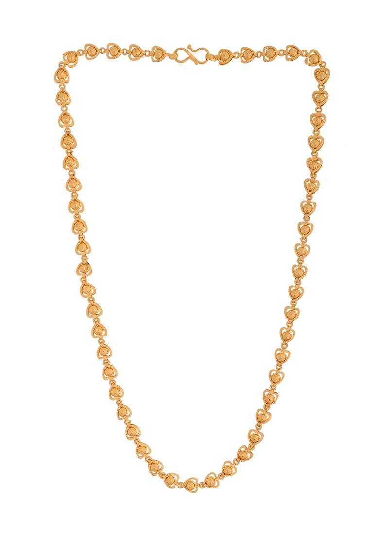 Gold Toned Heart Shaped Simple Chain For Women - Indya