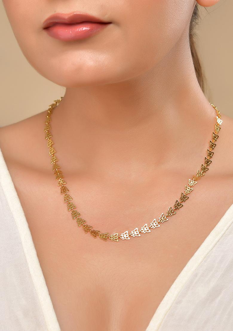 Gold Plated Stylish Butterfly Shaped Chain - Indya