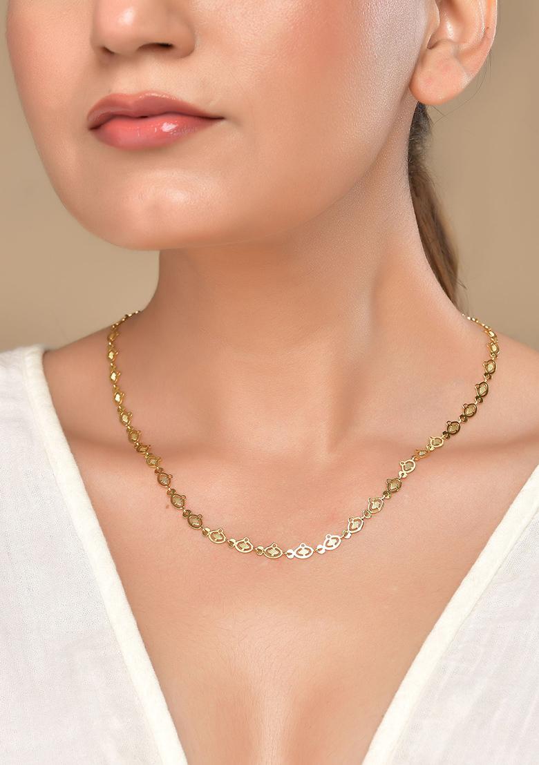 Gold Plated Oval Shaped Minimal Chain For Women - Indya