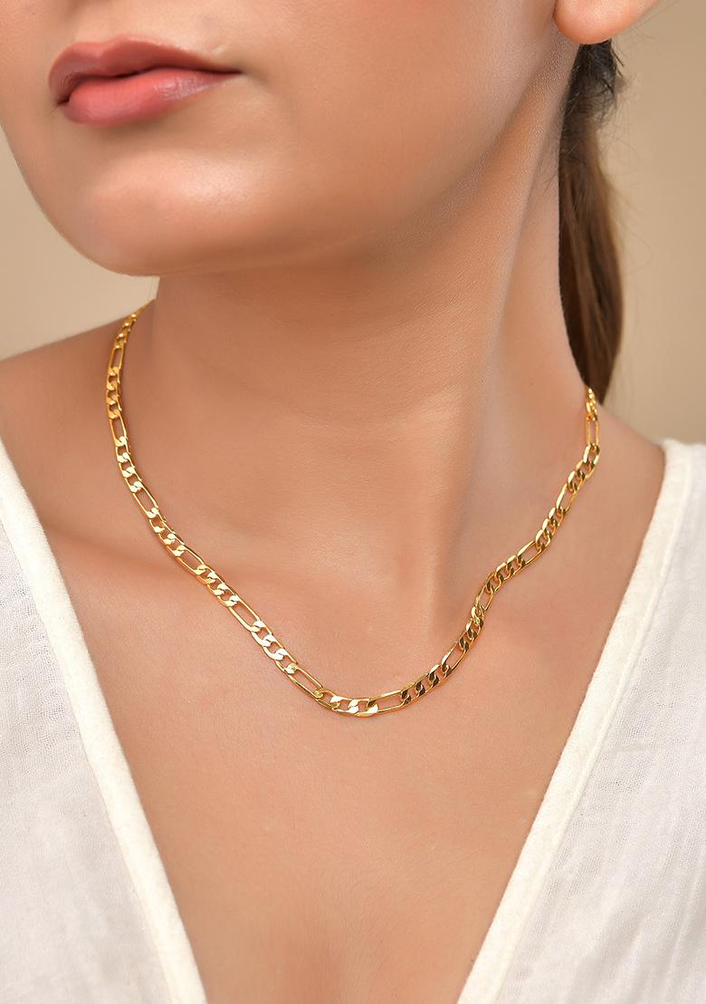 Gold Plaled Minimal Linked Chain For Women - Indya