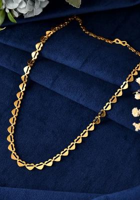 Heart Shaped Stainless Steel Gold Toned Chain