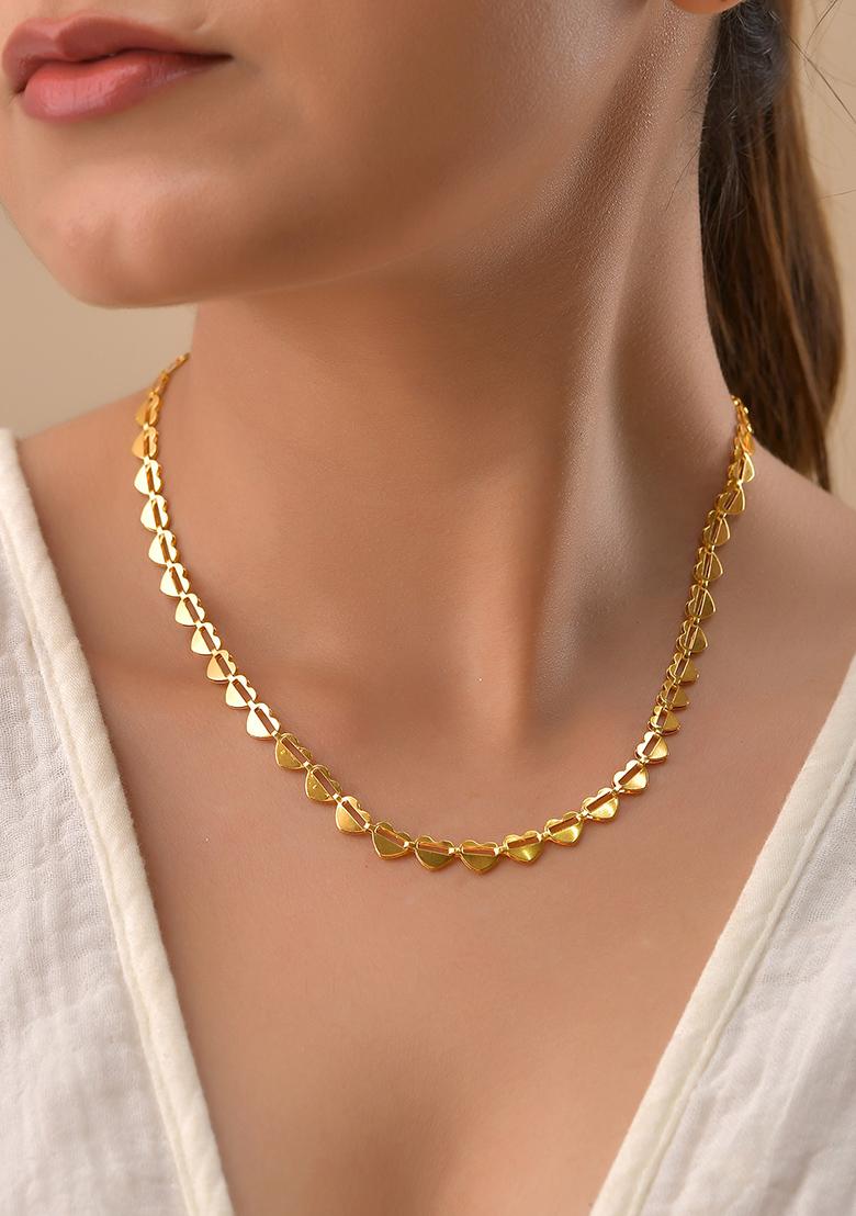Heart Shaped Stainless Steel Gold Toned Chain - Indya