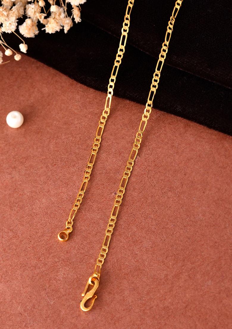 Women Stainless Steel Gold-Plated Minimal Figaro Link Chain - Indya