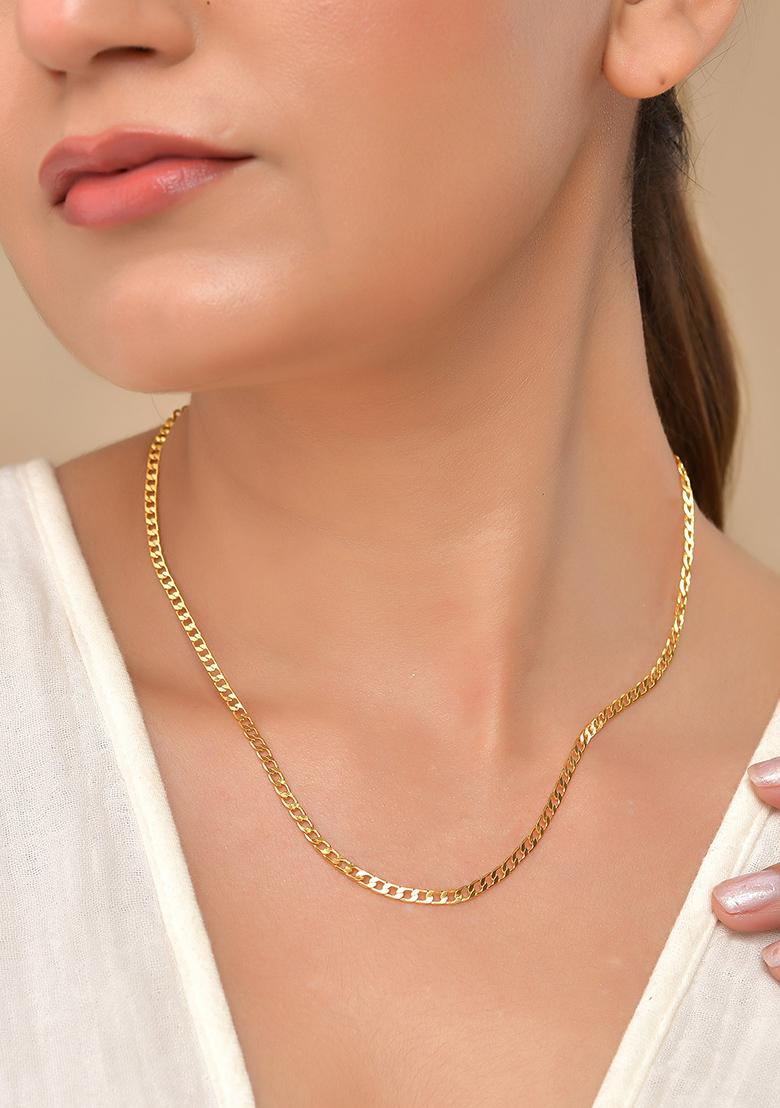 Stainless Steel Gold-Plated Minimal Link Chain For Women - Indya