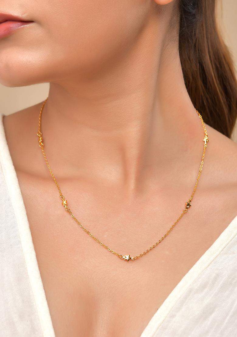 Gold Toned Star Shaped Minimal Chain For Women - Indya