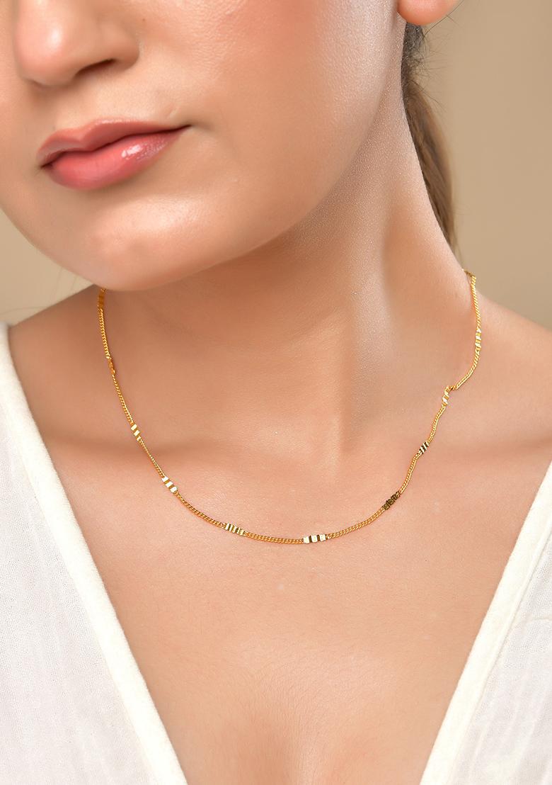 Women Stainless Steel Gold-Plated Minimal Pipe Chain - Indya