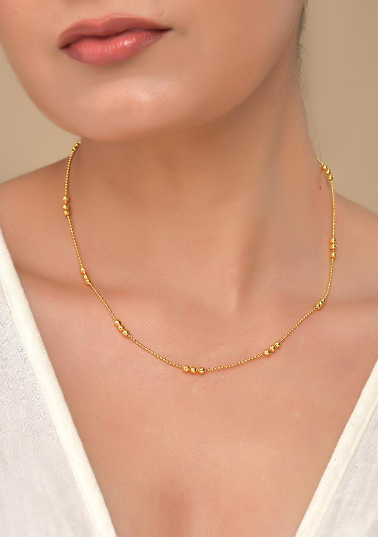Women Gold- Toned Stainless Steel Minimal Ball Chain - Indya
