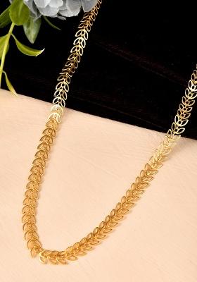 Women Gold Plated Stainless Steel Minimal leaf Chain